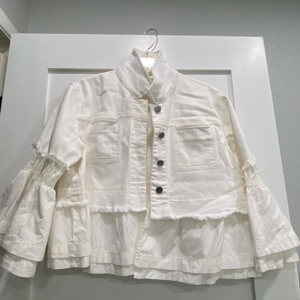 White cropped cotton jacket